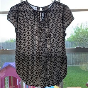 H&M sheer black and white blouse